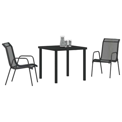 vidaXL Garden Dining Set 3 pcs Black Powder-Coated Steel