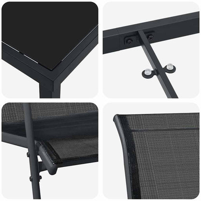 vidaXL Garden Dining Set 5 pcs Black Powder-Coated Steel
