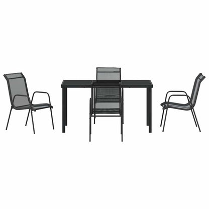 vidaXL Garden Dining Set 5 pcs Black Powder-Coated Steel