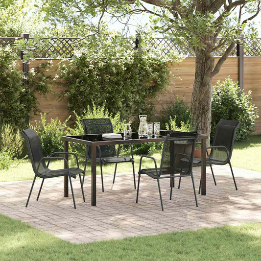 vidaXL Garden Dining Set 5 pcs Black Powder-Coated Steel