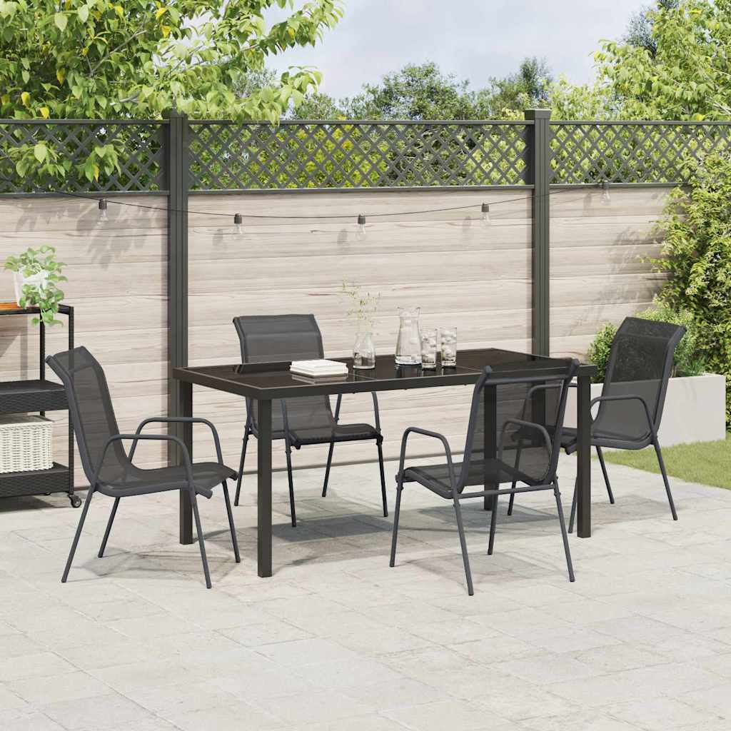 vidaXL Garden Dining Set 5 pcs Black Powder-Coated Steel