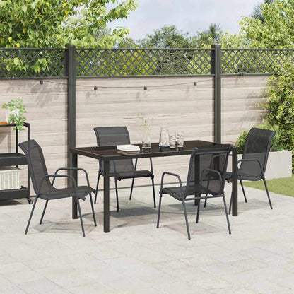 vidaXL Garden Dining Set 5 pcs Black Powder-Coated Steel