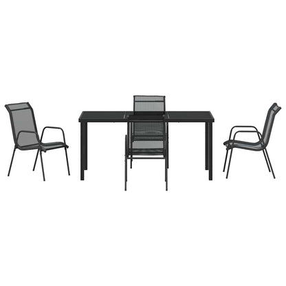 vidaXL Garden Dining Set 5 pcs Black Powder-Coated Steel
