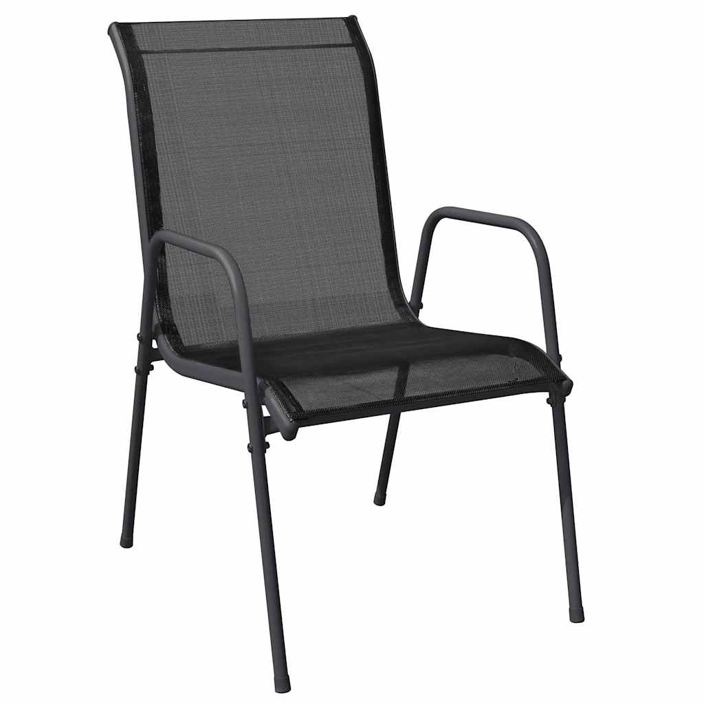 vidaXL Garden Dining Set 7 pcs Black Powder-Coated Steel