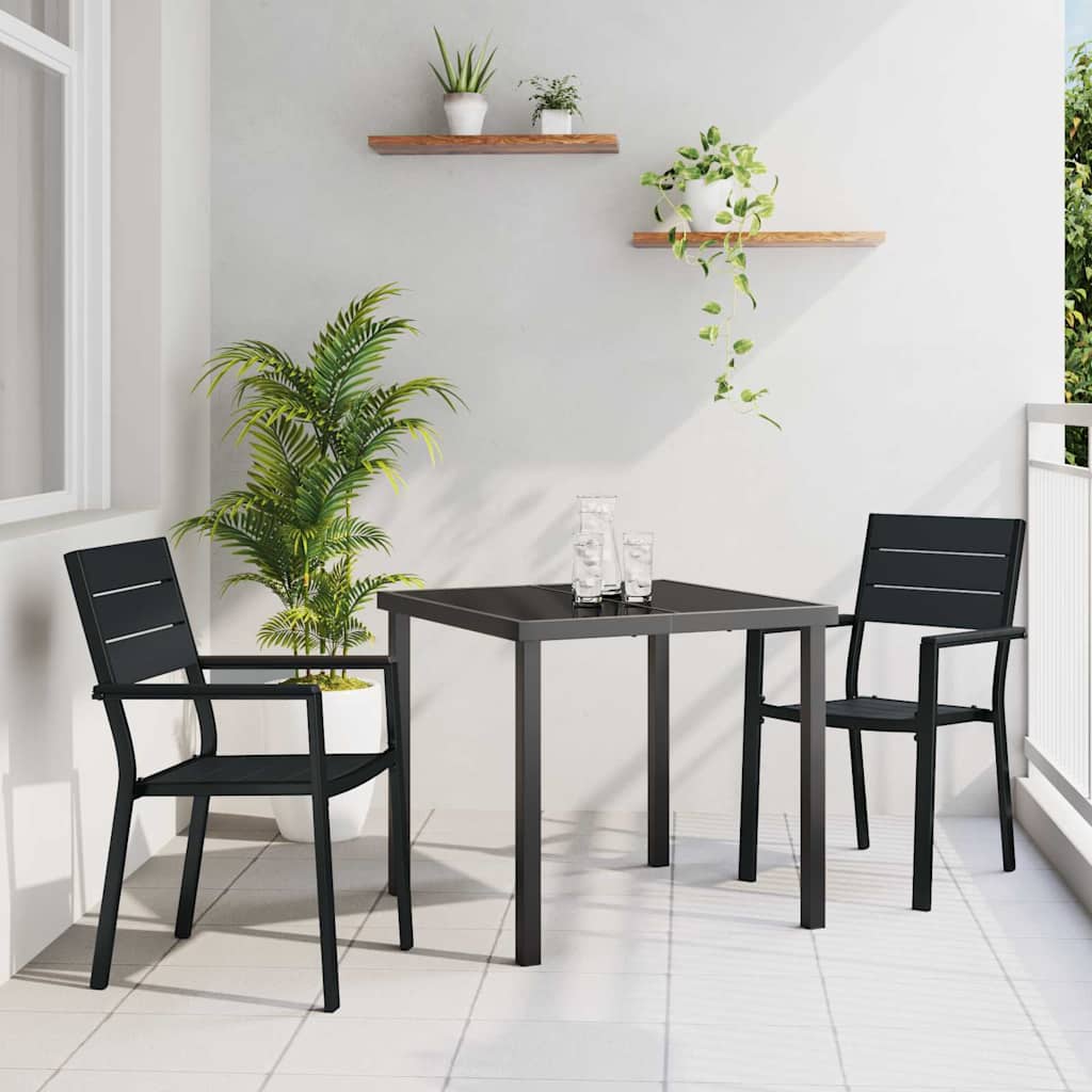 vidaXL Garden Dining Set 3 pcs Black Powder-Coated Steel