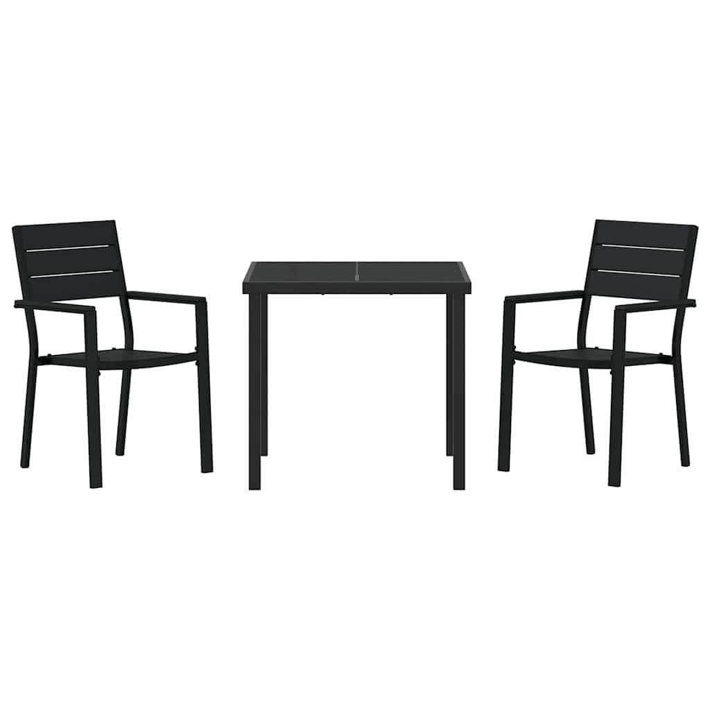 vidaXL Garden Dining Set 3 pcs Black Powder-Coated Steel