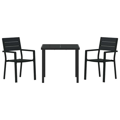 vidaXL Garden Dining Set 3 pcs Black Powder-Coated Steel