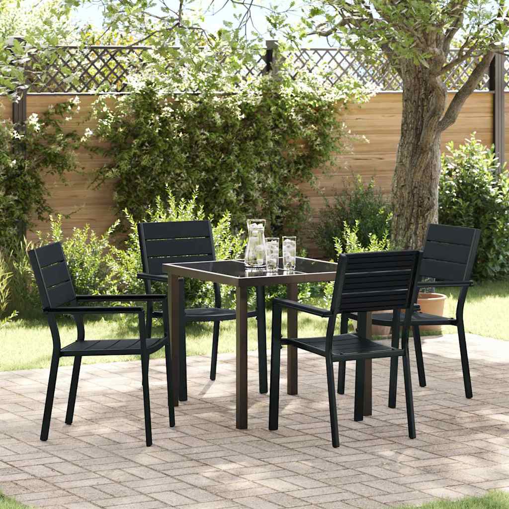 vidaXL Garden Dining Set 5 pcs Black Powder-Coated Steel