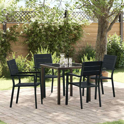 vidaXL Garden Dining Set 5 pcs Black Powder-Coated Steel