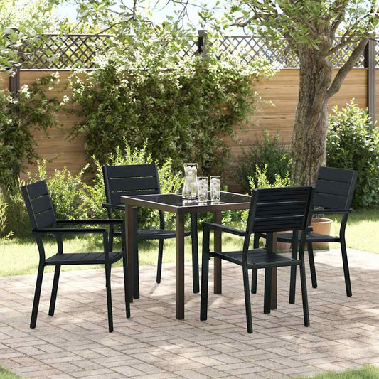 vidaXL Garden Dining Set 5 pcs Black Powder-Coated Steel