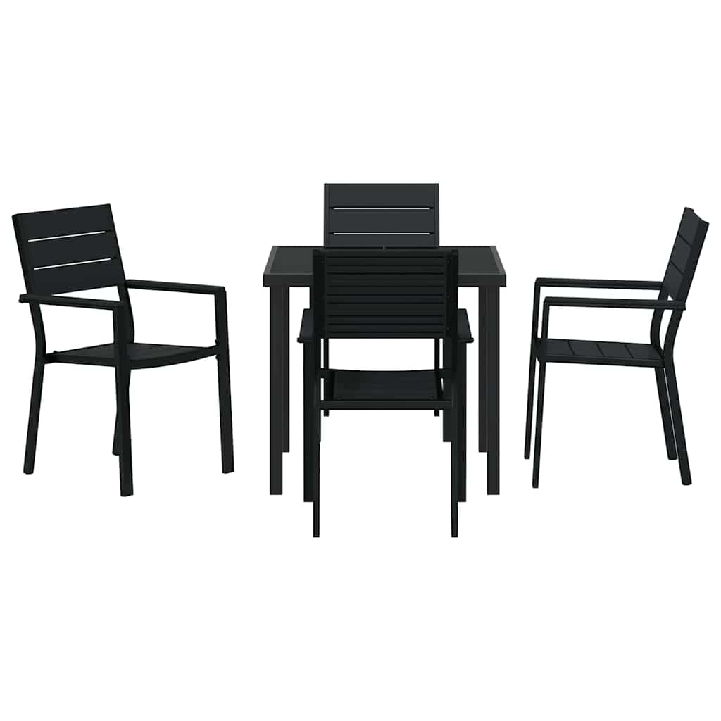 vidaXL Garden Dining Set 5 pcs Black Powder-Coated Steel