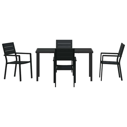 vidaXL Garden Dining Set 5 pcs Black Powder-Coated Steel