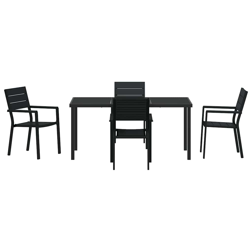 vidaXL Garden Dining Set 5 pcs Black Powder-Coated Steel