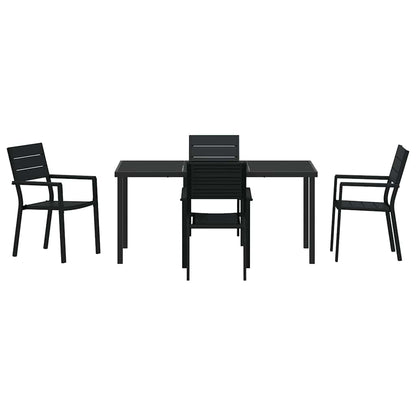 vidaXL Garden Dining Set 5 pcs Black Powder-Coated Steel