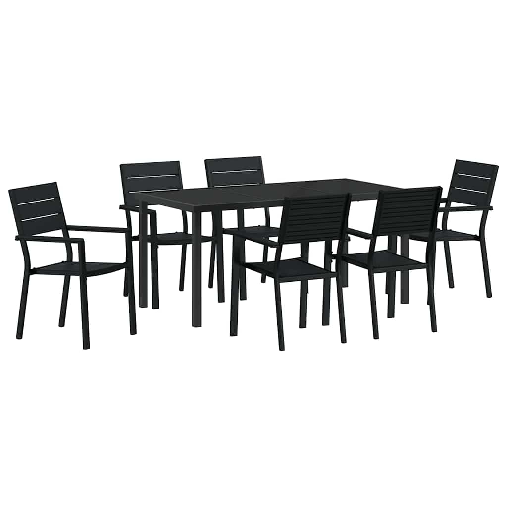 vidaXL Garden Dining Set 7 pcs Black Powder-Coated Steel