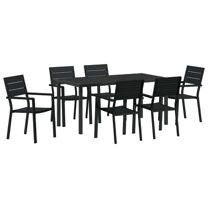 vidaXL Garden Dining Set 7 pcs Black Powder-Coated Steel