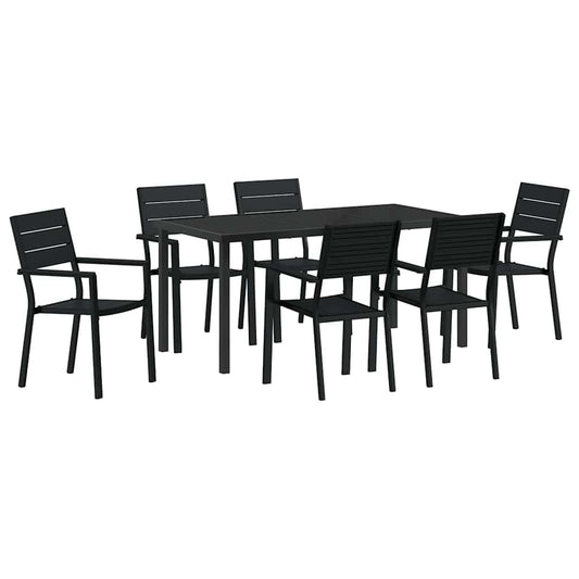 vidaXL Garden Dining Set 7 pcs Black Powder-Coated Steel