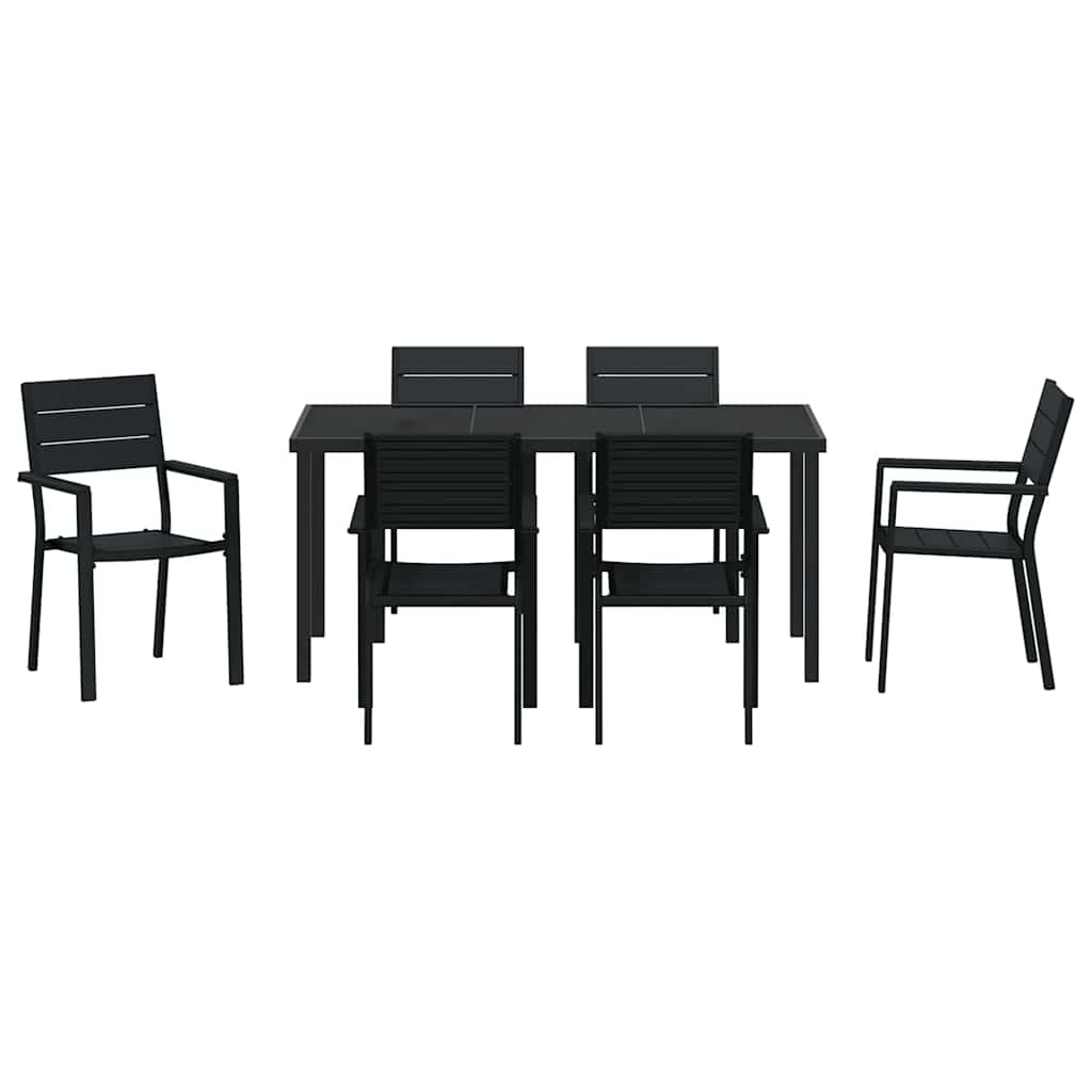 vidaXL Garden Dining Set 7 pcs Black Powder-Coated Steel