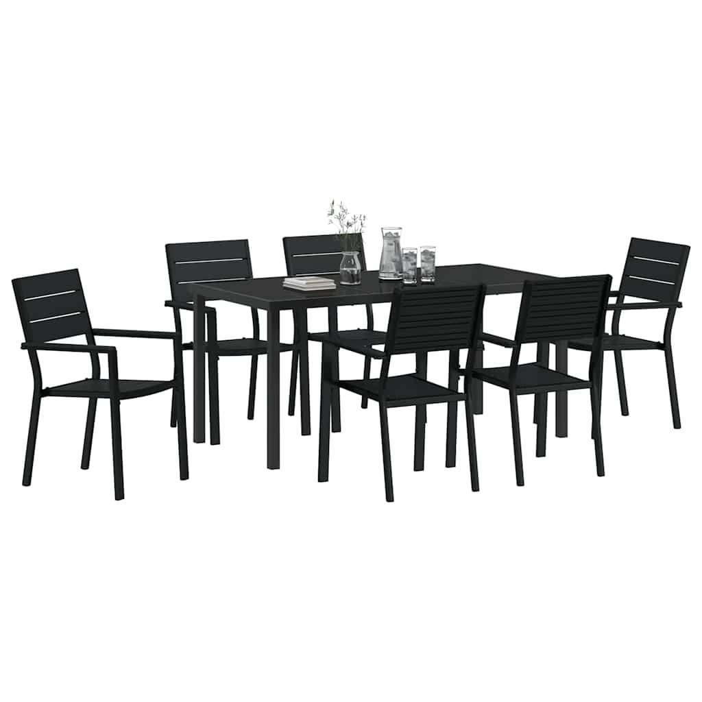 vidaXL Garden Dining Set 7 pcs Black Powder-Coated Steel