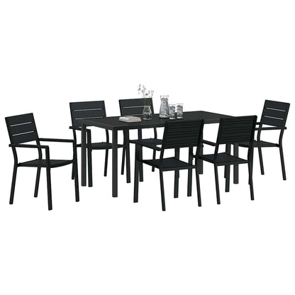 vidaXL Garden Dining Set 7 pcs Black Powder-Coated Steel