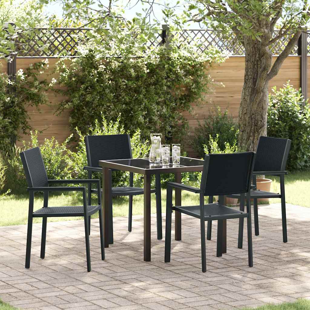 vidaXL Garden Dining Set 5 pcs Black Powder-Coated Steel