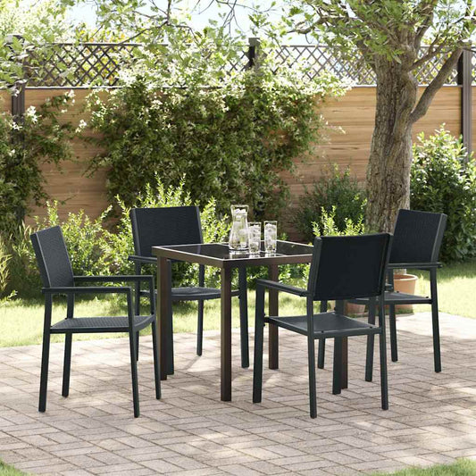 vidaXL Garden Dining Set 5 pcs Black Powder-Coated Steel