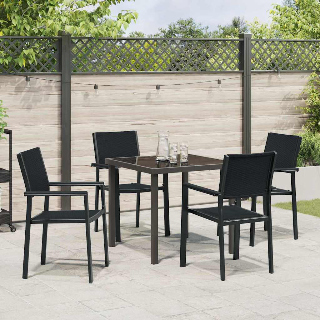 vidaXL Garden Dining Set 5 pcs Black Powder-Coated Steel