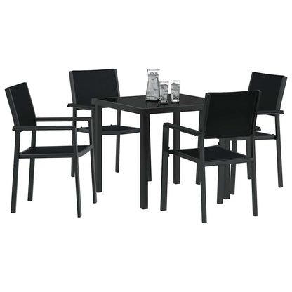 vidaXL Garden Dining Set 5 pcs Black Powder-Coated Steel