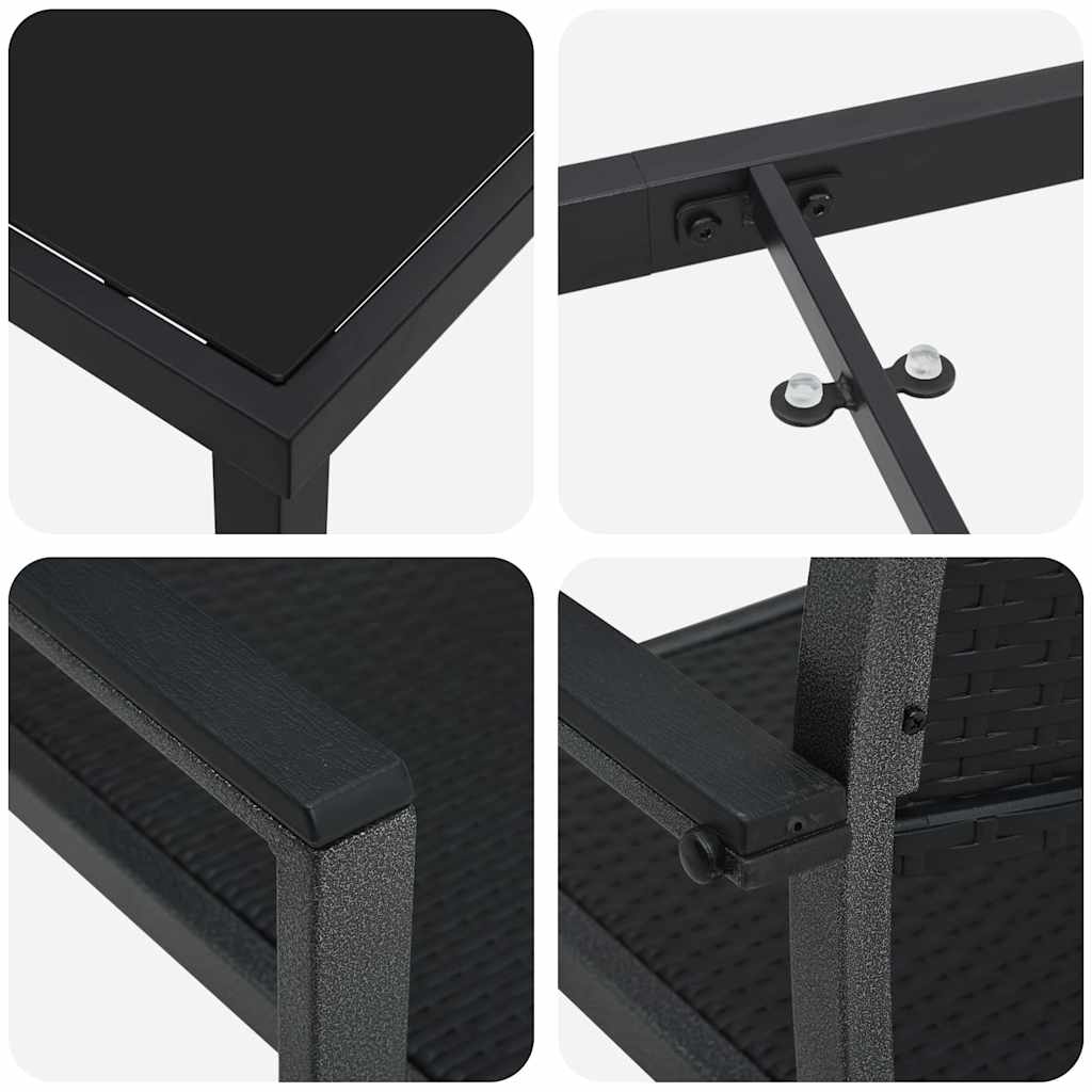 vidaXL Garden Dining Set 5 pcs Black Powder-Coated Steel