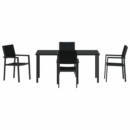 vidaXL Garden Dining Set 5 pcs Black Powder-Coated Steel