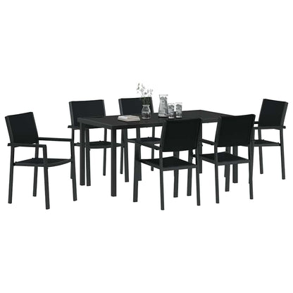 vidaXL Garden Dining Set 7 pcs Black Powder-Coated Steel