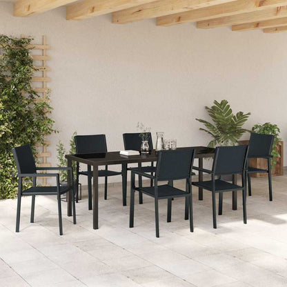 vidaXL Garden Dining Set 7 pcs Black Powder-Coated Steel