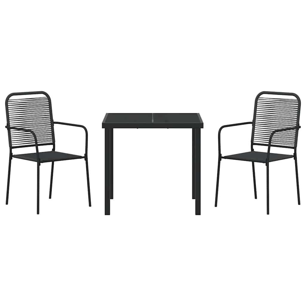 vidaXL Garden Dining Set 3 pcs Black Powder-Coated Steel