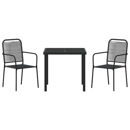 vidaXL Garden Dining Set 3 pcs Black Powder-Coated Steel