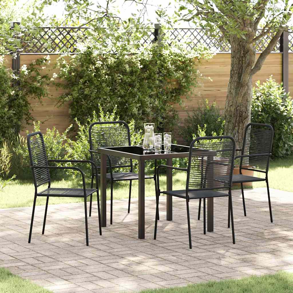 vidaXL Garden Dining Set 5 pcs Black Powder-Coated Steel