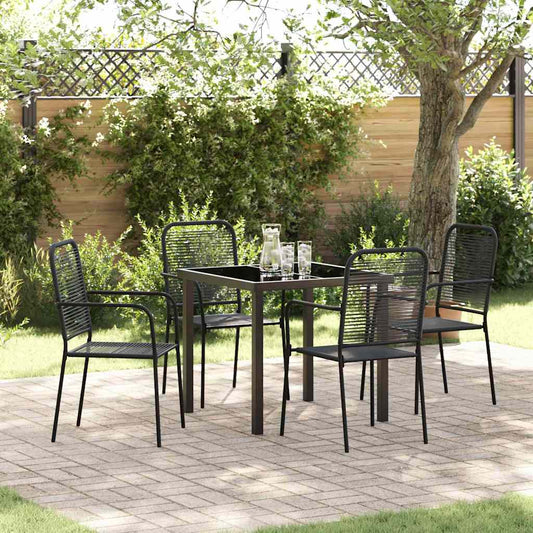 vidaXL Garden Dining Set 5 pcs Black Powder-Coated Steel