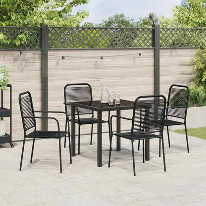 vidaXL Garden Dining Set 5 pcs Black Powder-Coated Steel