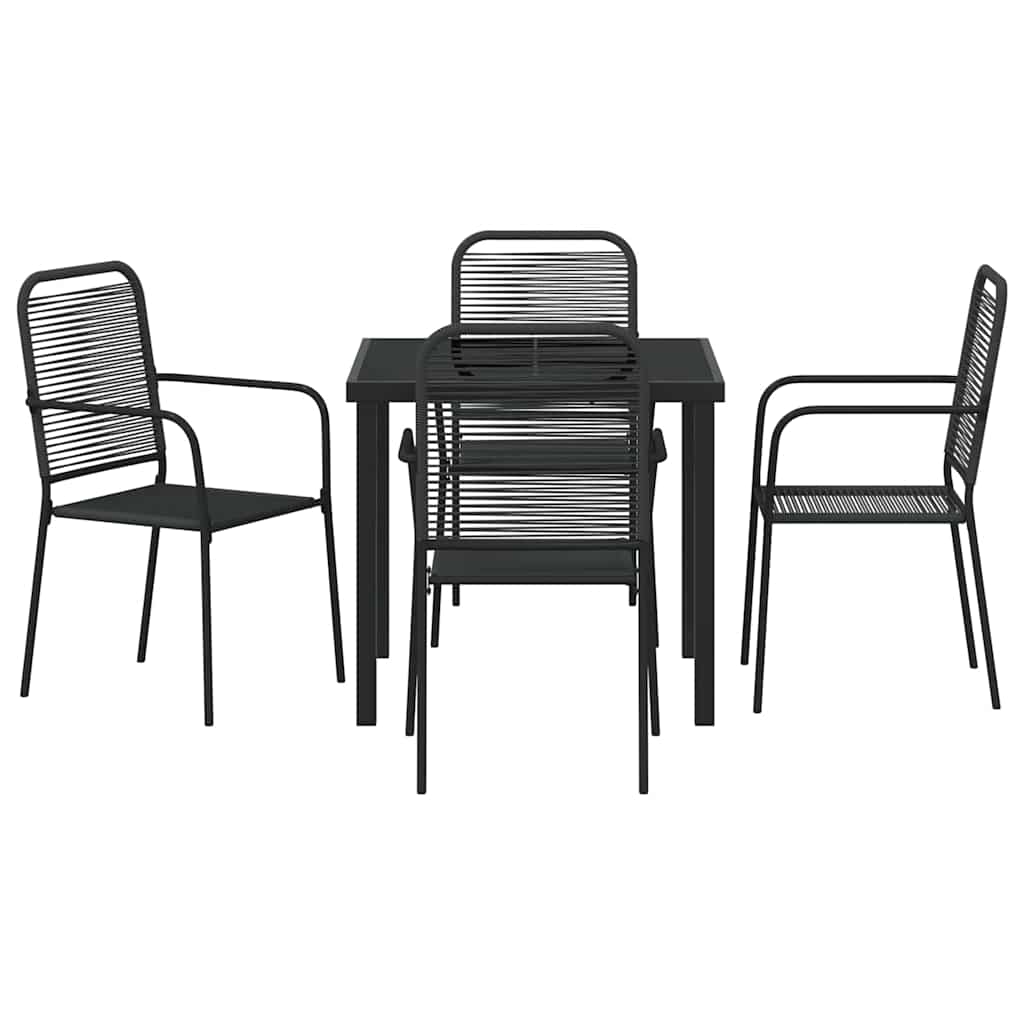 vidaXL Garden Dining Set 5 pcs Black Powder-Coated Steel