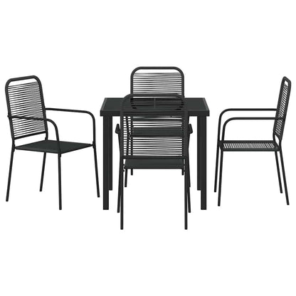 vidaXL Garden Dining Set 5 pcs Black Powder-Coated Steel