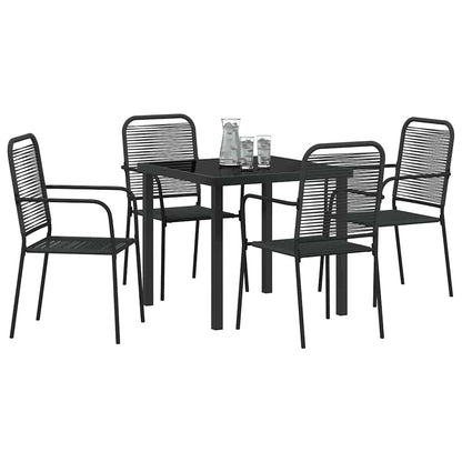 vidaXL Garden Dining Set 5 pcs Black Powder-Coated Steel