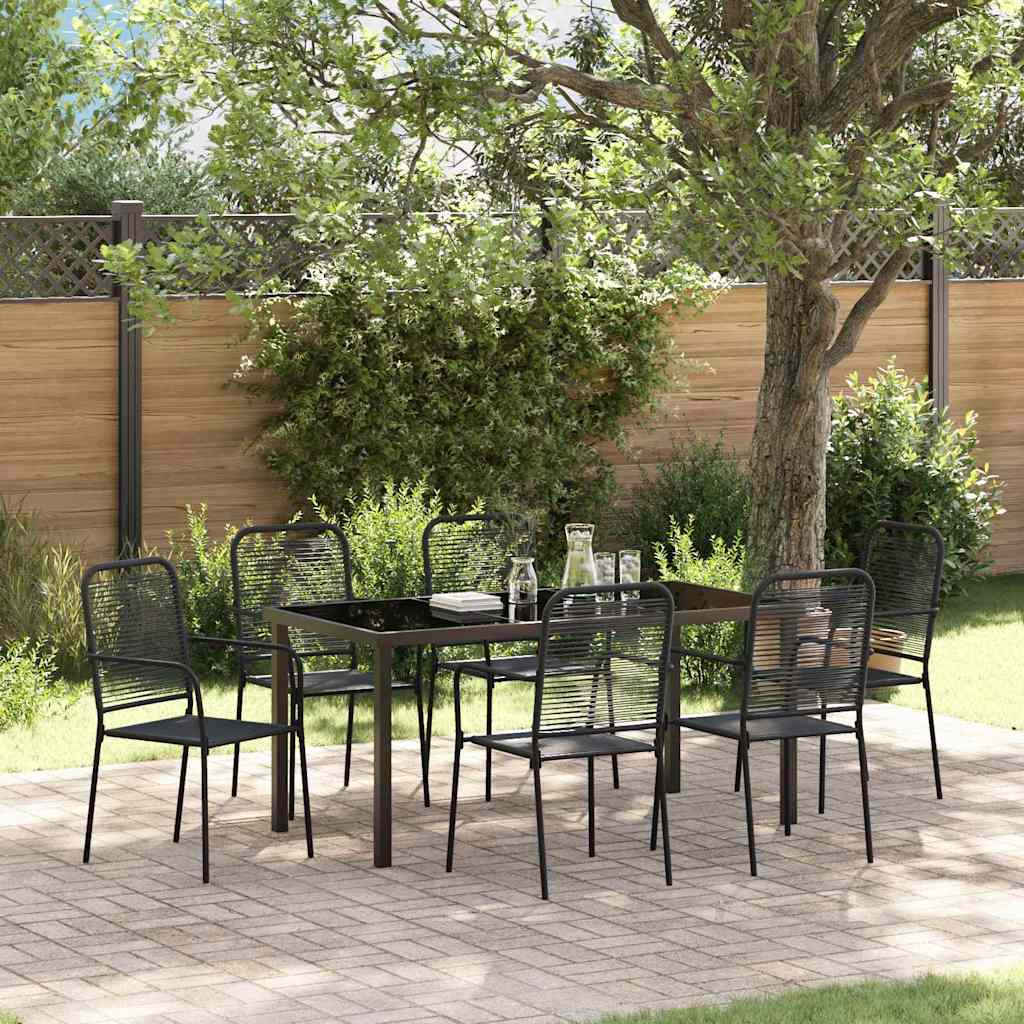 vidaXL Garden Dining Set 7 pcs Black Powder-Coated Steel