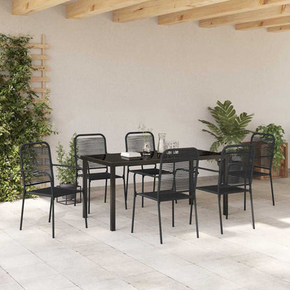 vidaXL Garden Dining Set 7 pcs Black Powder-Coated Steel