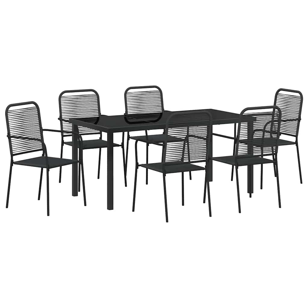vidaXL Garden Dining Set 7 pcs Black Powder-Coated Steel
