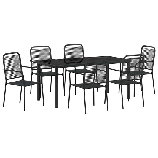 vidaXL Garden Dining Set 7 pcs Black Powder-Coated Steel