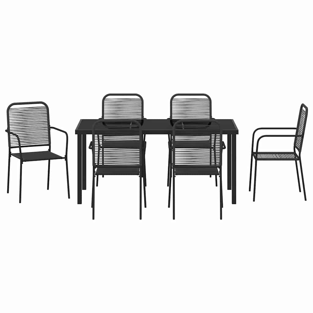 vidaXL Garden Dining Set 7 pcs Black Powder-Coated Steel