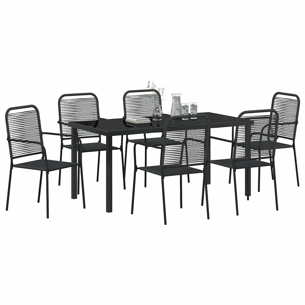 vidaXL Garden Dining Set 7 pcs Black Powder-Coated Steel
