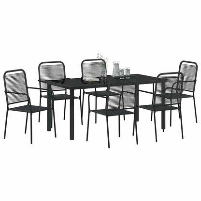 vidaXL Garden Dining Set 7 pcs Black Powder-Coated Steel
