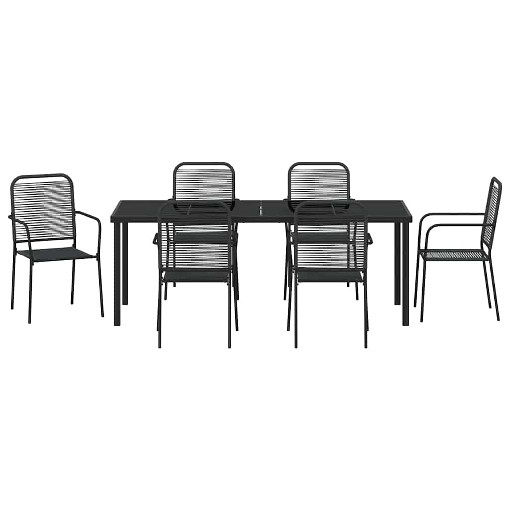 vidaXL Garden Dining Set 7 pcs Black Powder-Coated Steel