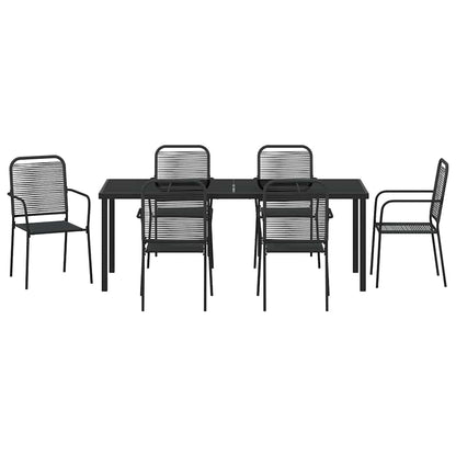 vidaXL Garden Dining Set 7 pcs Black Powder-Coated Steel