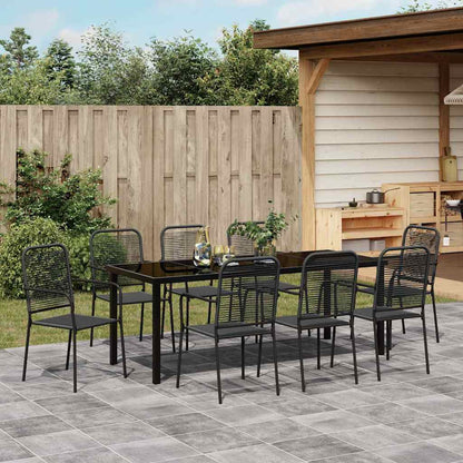 vidaXL Garden Dining Set 9 pcs Black Powder-Coated Steel